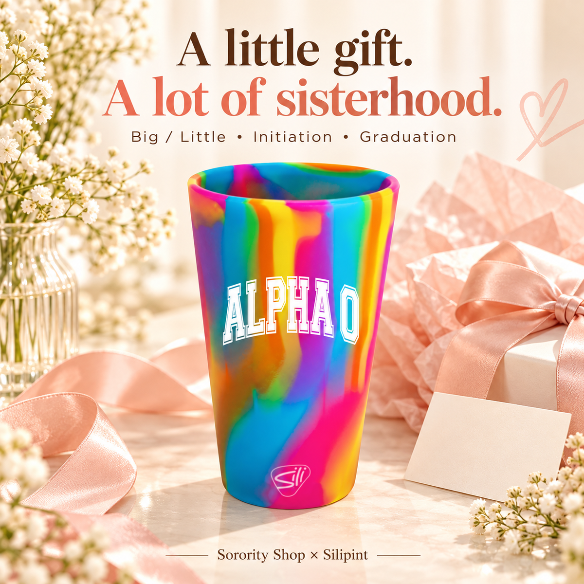 Sorority Shop x Silipint Alpha Omicron Pi 16oz Silicone Cup