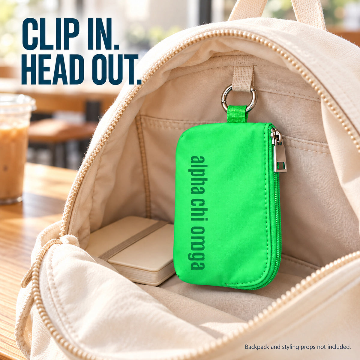 Alpha Chi Omega Zipper Wallet Pouch with Keyring