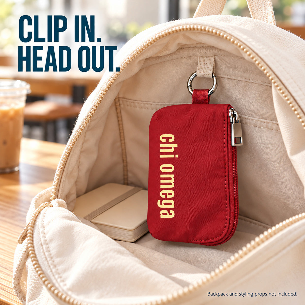 Chi Omega Zipper Wallet Pouch with Keyring