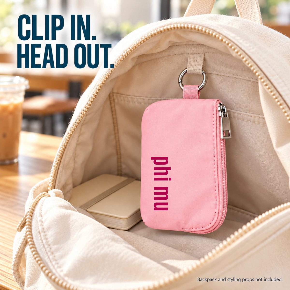 Phi Mu Zipper Wallet Pouch with Keyring