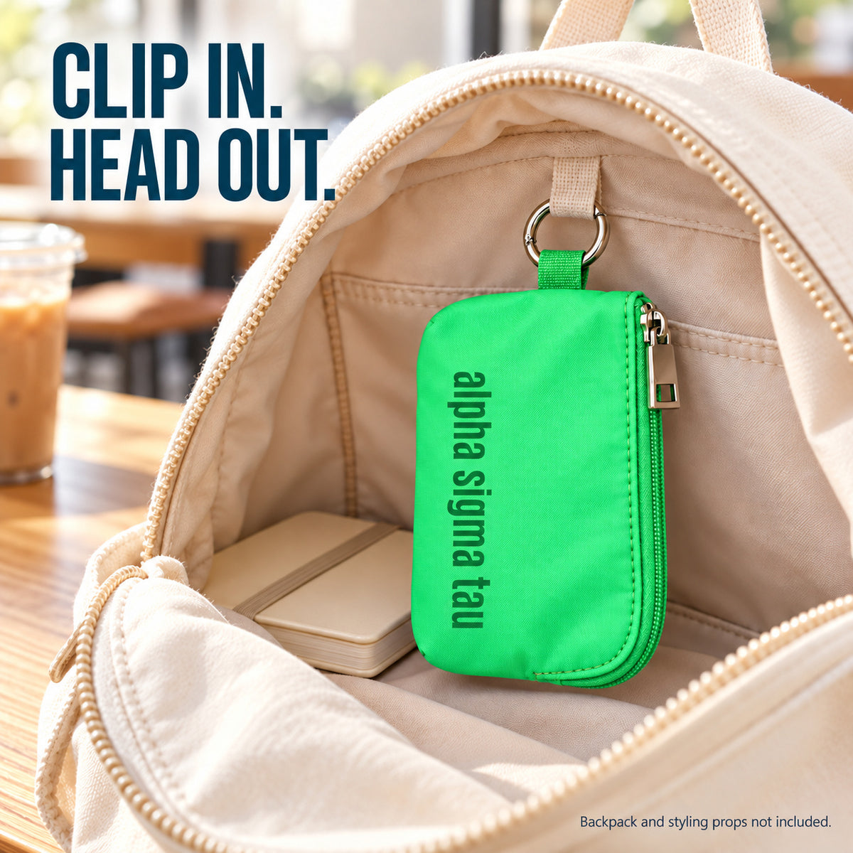 Alpha Sigma Tau Zipper Wallet Pouch with Keyring