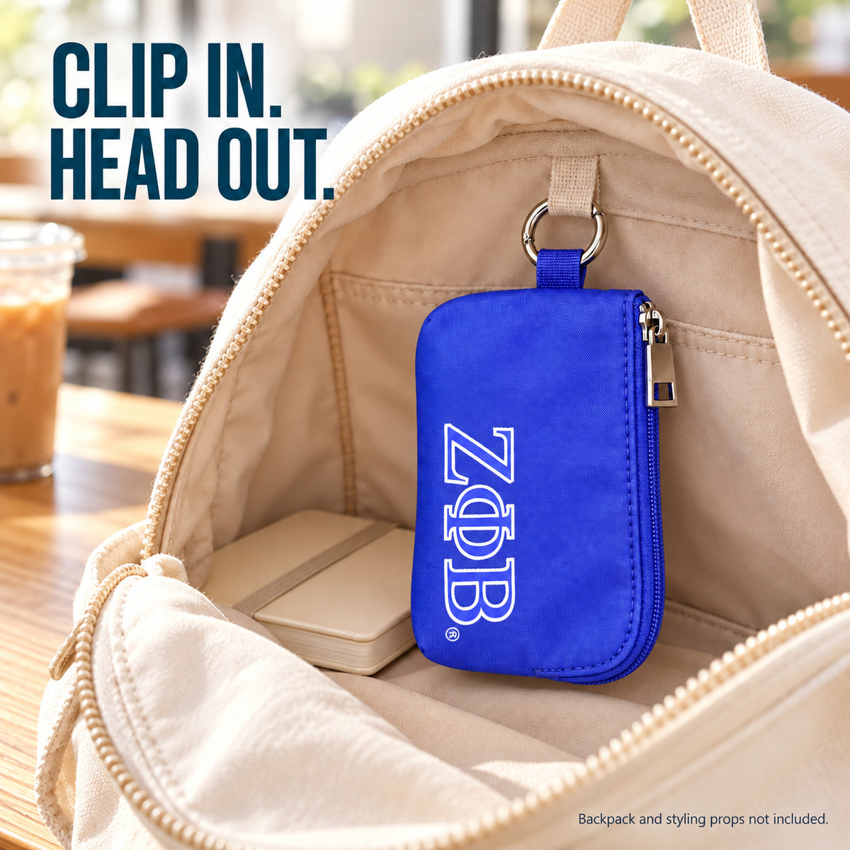 Zeta Phi Beta Zipper Wallet Pouch with Keyring