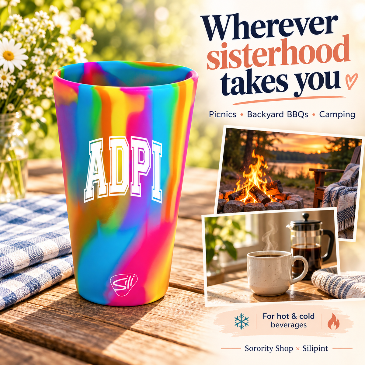 Sorority Shop x Silipint Alpha Delta Pi 16oz Silicone Cup