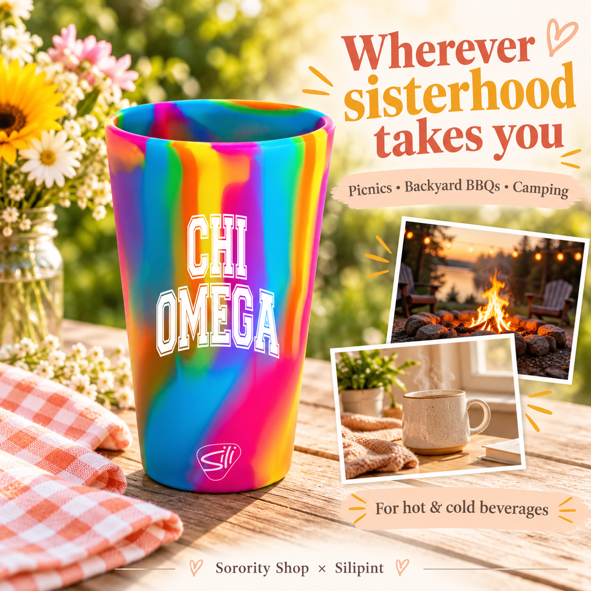Sorority Shop x Silipint Chi Omega 16oz Silicone Cup