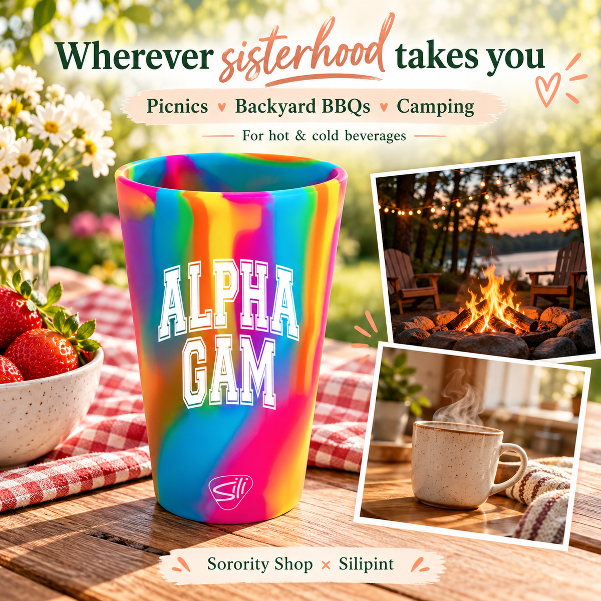 Sorority Shop x Silipint Alpha Gamma Delta 16oz Silicone Cup