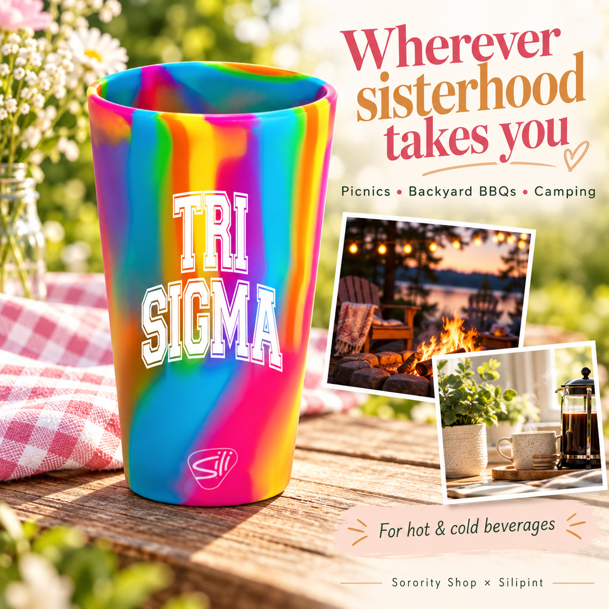 Sorority Shop x Silipint Sigma Sigma Sigma 16oz Silicone Cup