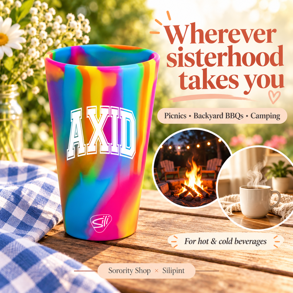 Sorority Shop x Silipint Alpha Xi Delta 16oz Silicone Cup