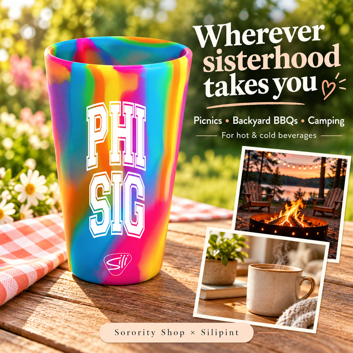 Sorority Shop x Silipint Phi Sigma Sigma 16oz Silicone Cup