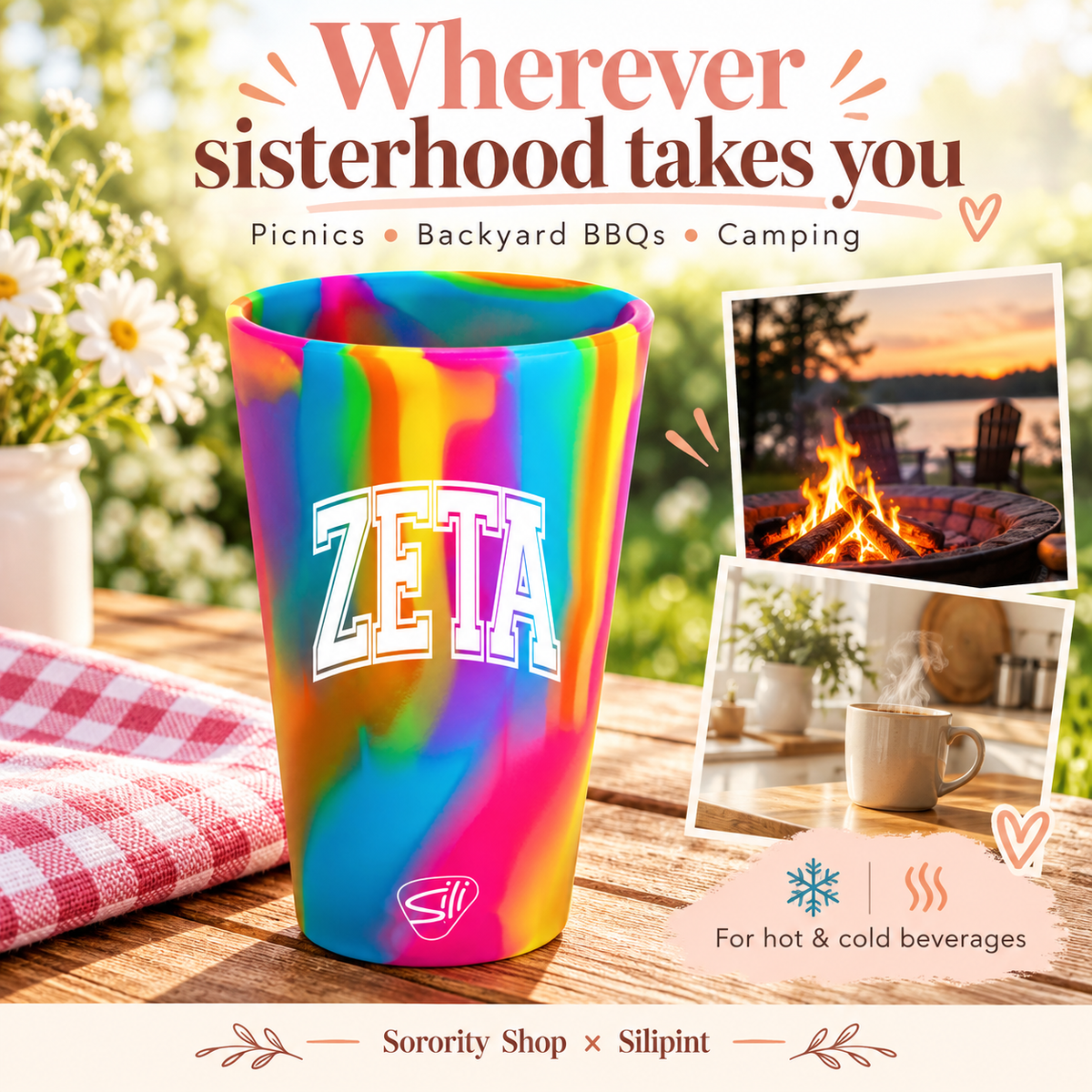 Sorority Shop x Silipint Zeta Tau Alpha 16oz Silicone Cup