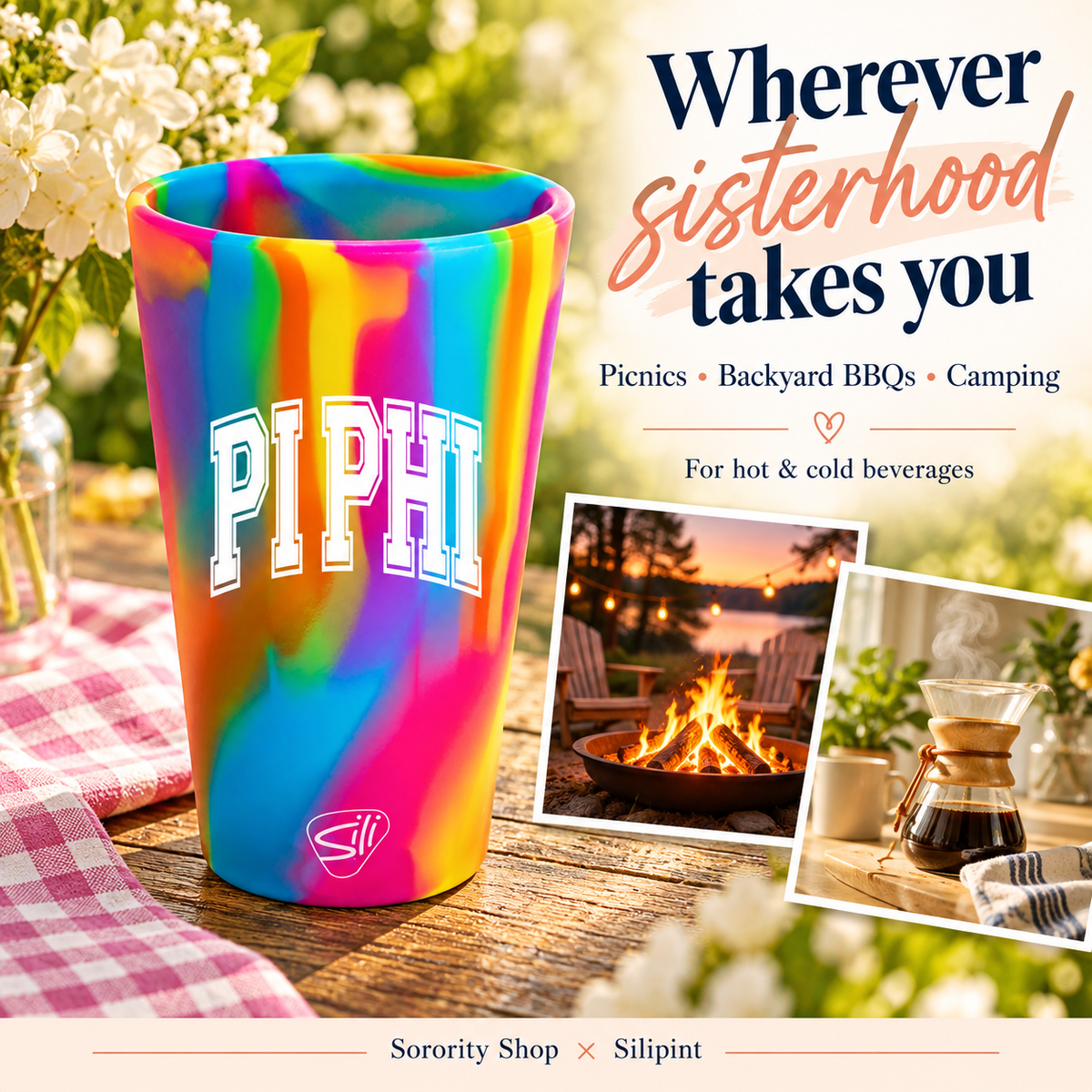 Sorority Shop x Silipint Pi Beta Phi 16oz Silicone Cup