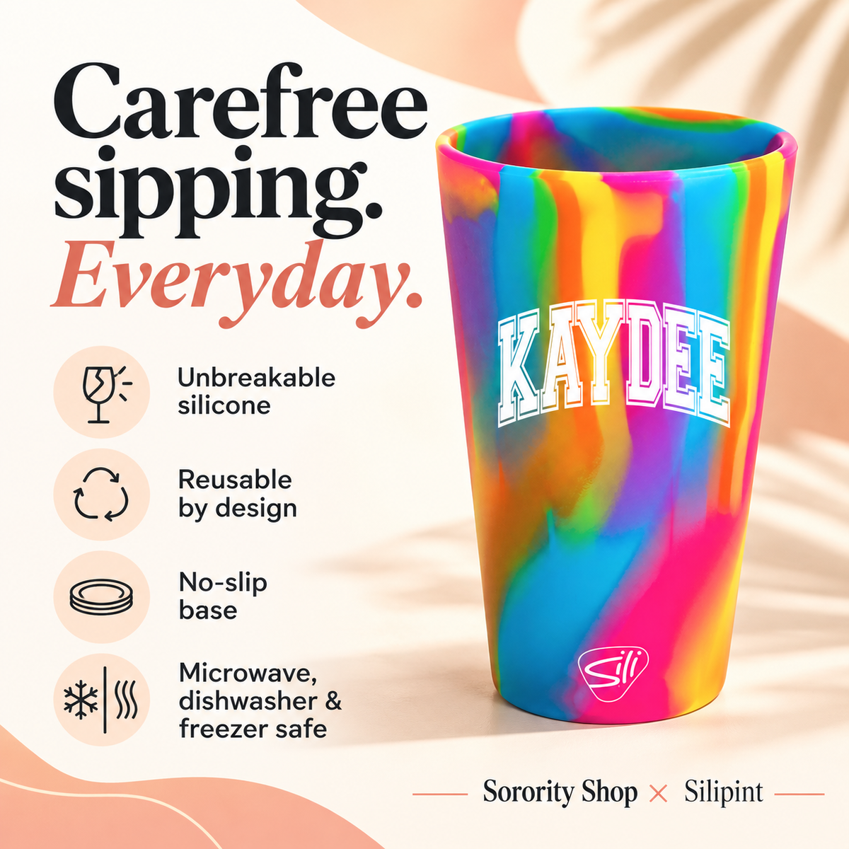 Sorority Shop x Silipint Kappa Delta 16oz Silicone Cup