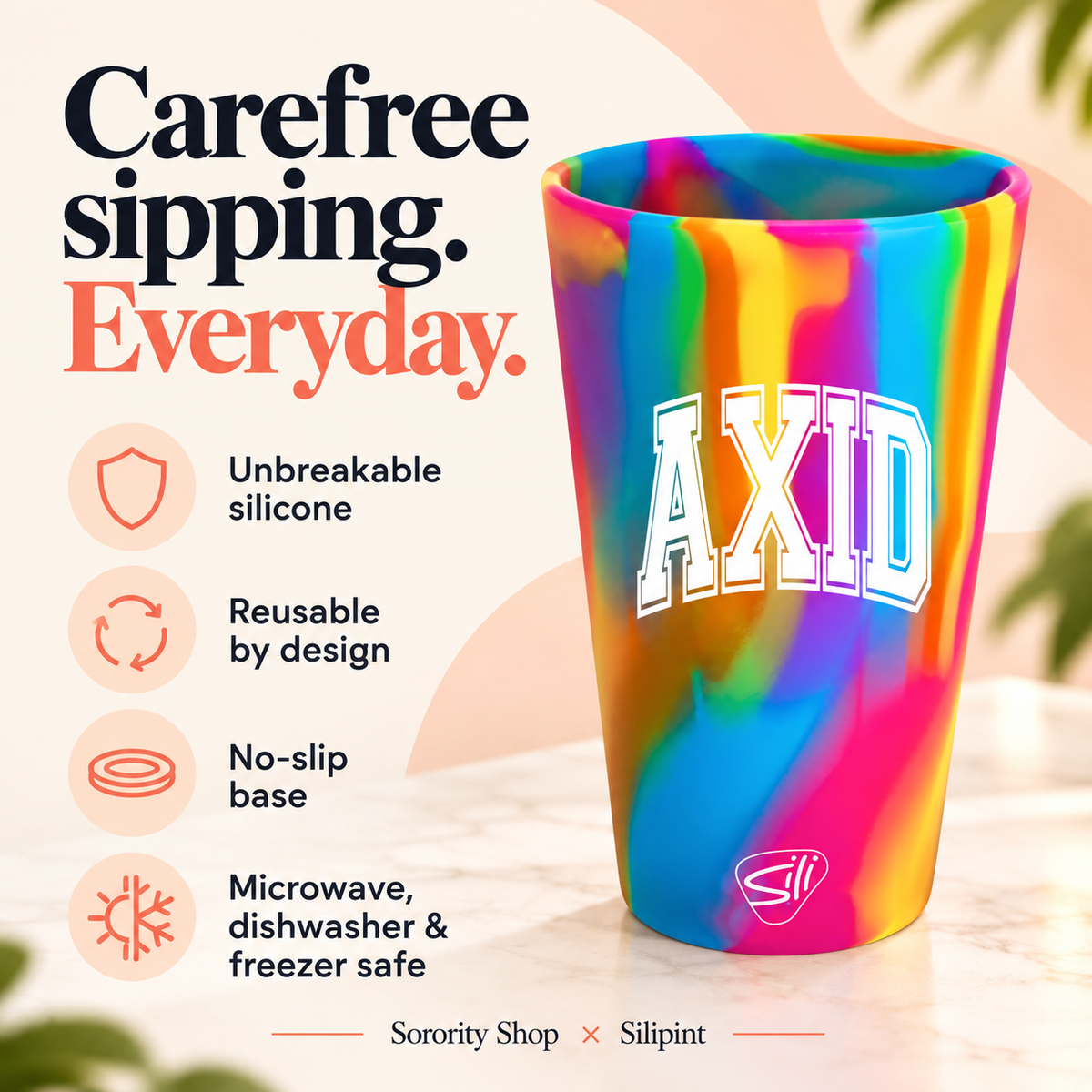 Sorority Shop x Silipint Alpha Xi Delta 16oz Silicone Cup