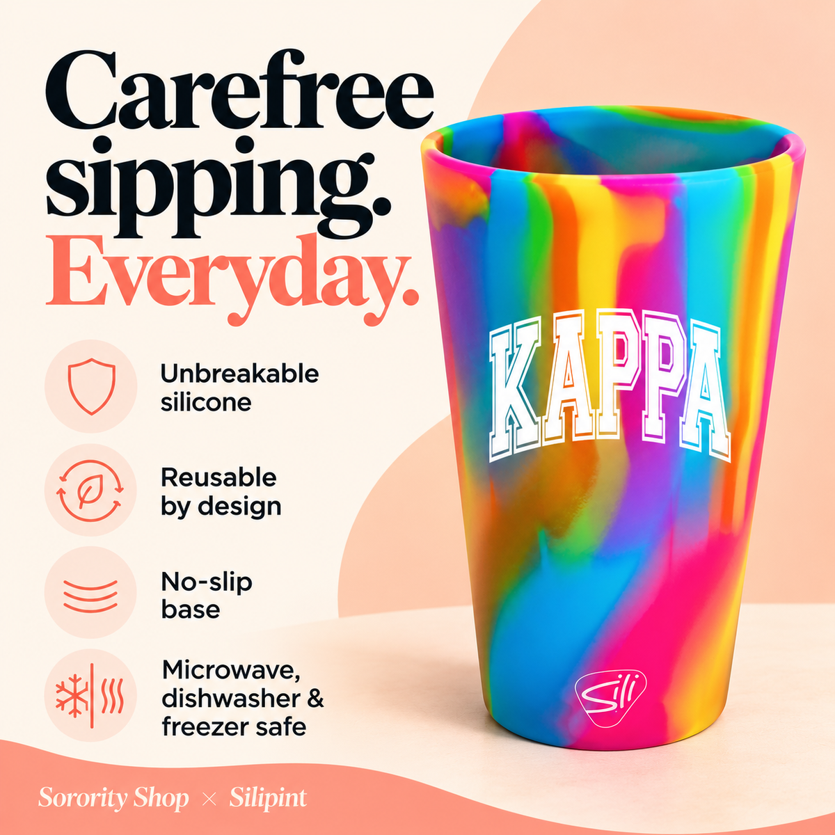 Sorority Shop x Silipint Kappa Kappa Gamma 16oz Silicone Cup