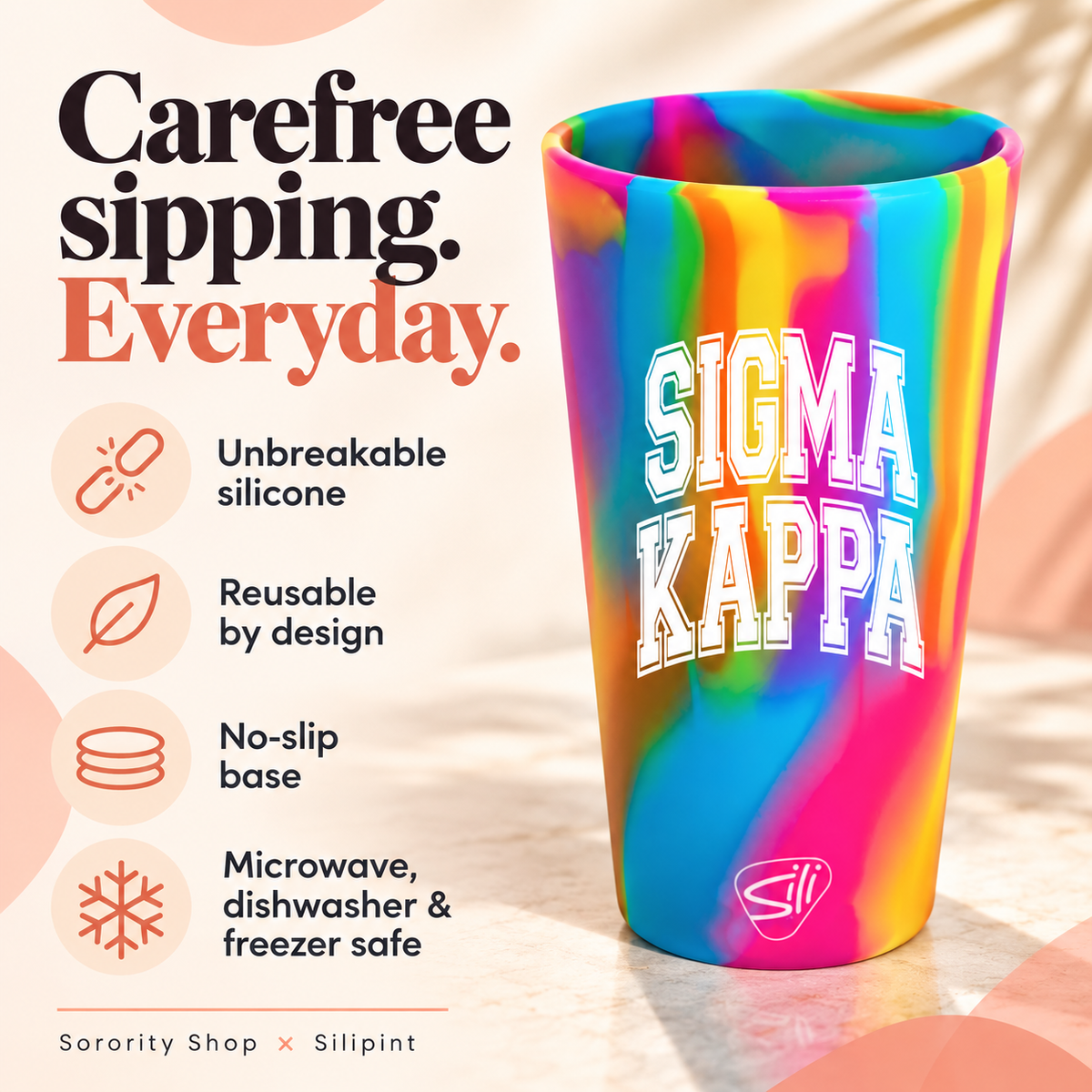 Sorority Shop x Silipint Sigma Kappa 16oz Silicone Cup