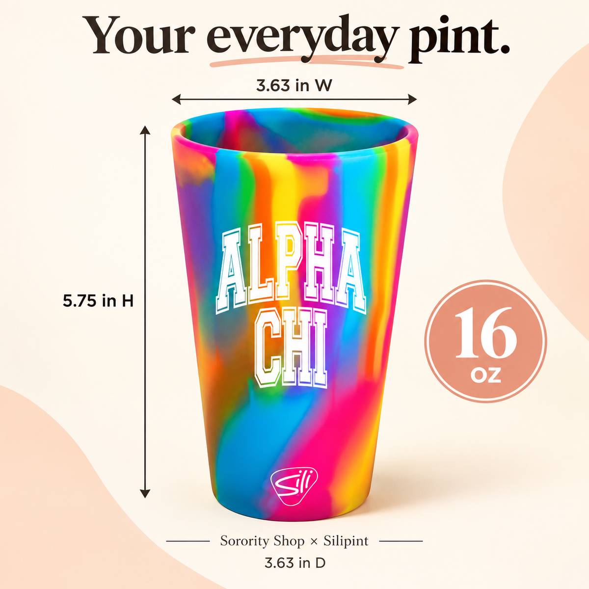 Sorority Shop x Silipint Alpha Chi Omega 16oz Silicone Cup
