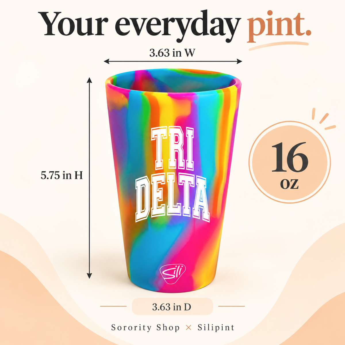 Sorority Shop x Silipint Delta Delta Delta 16oz Silicone Cup