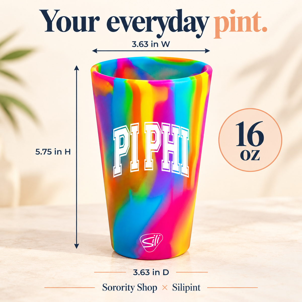 Sorority Shop x Silipint Pi Beta Phi 16oz Silicone Cup