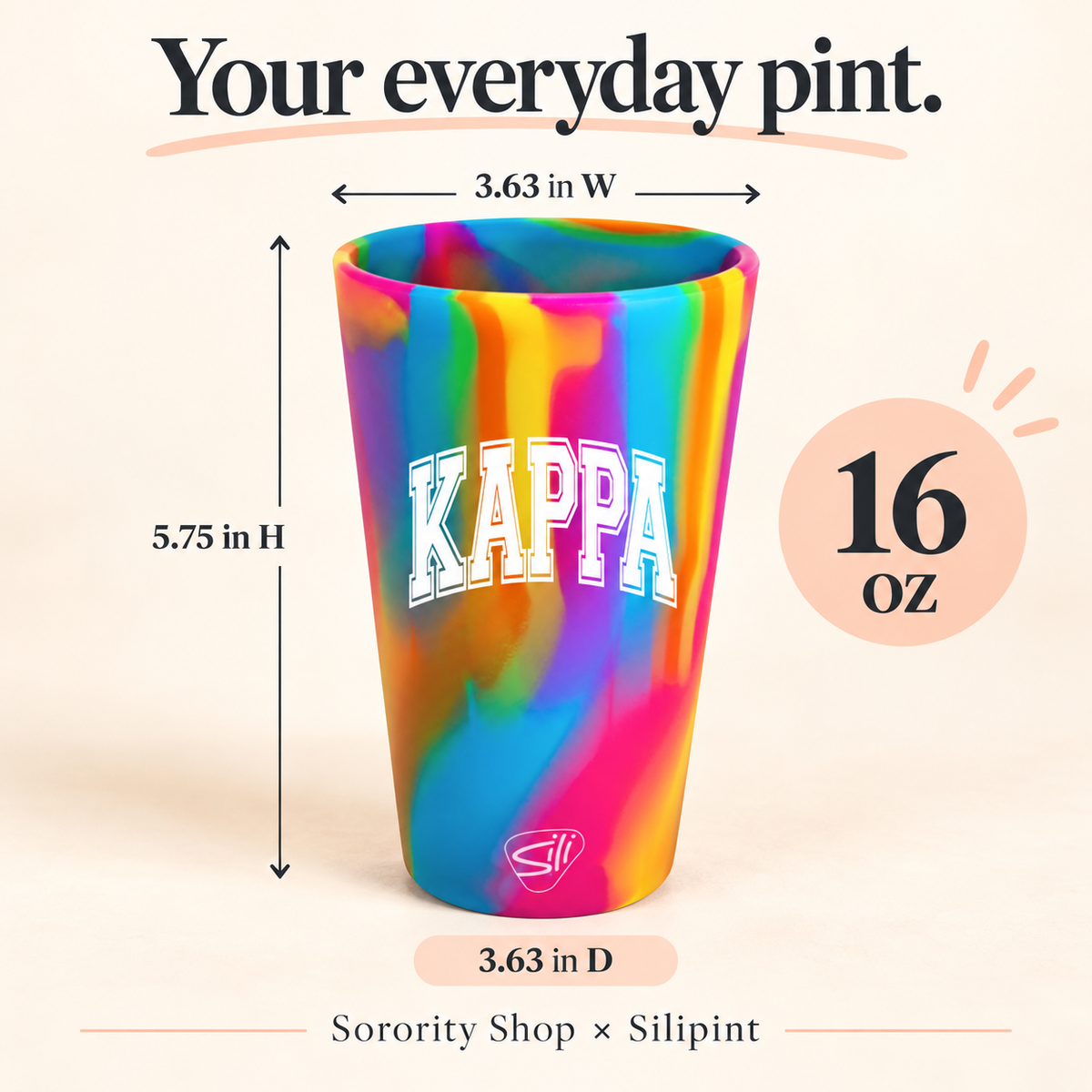 Sorority Shop x Silipint Kappa Kappa Gamma 16oz Silicone Cup