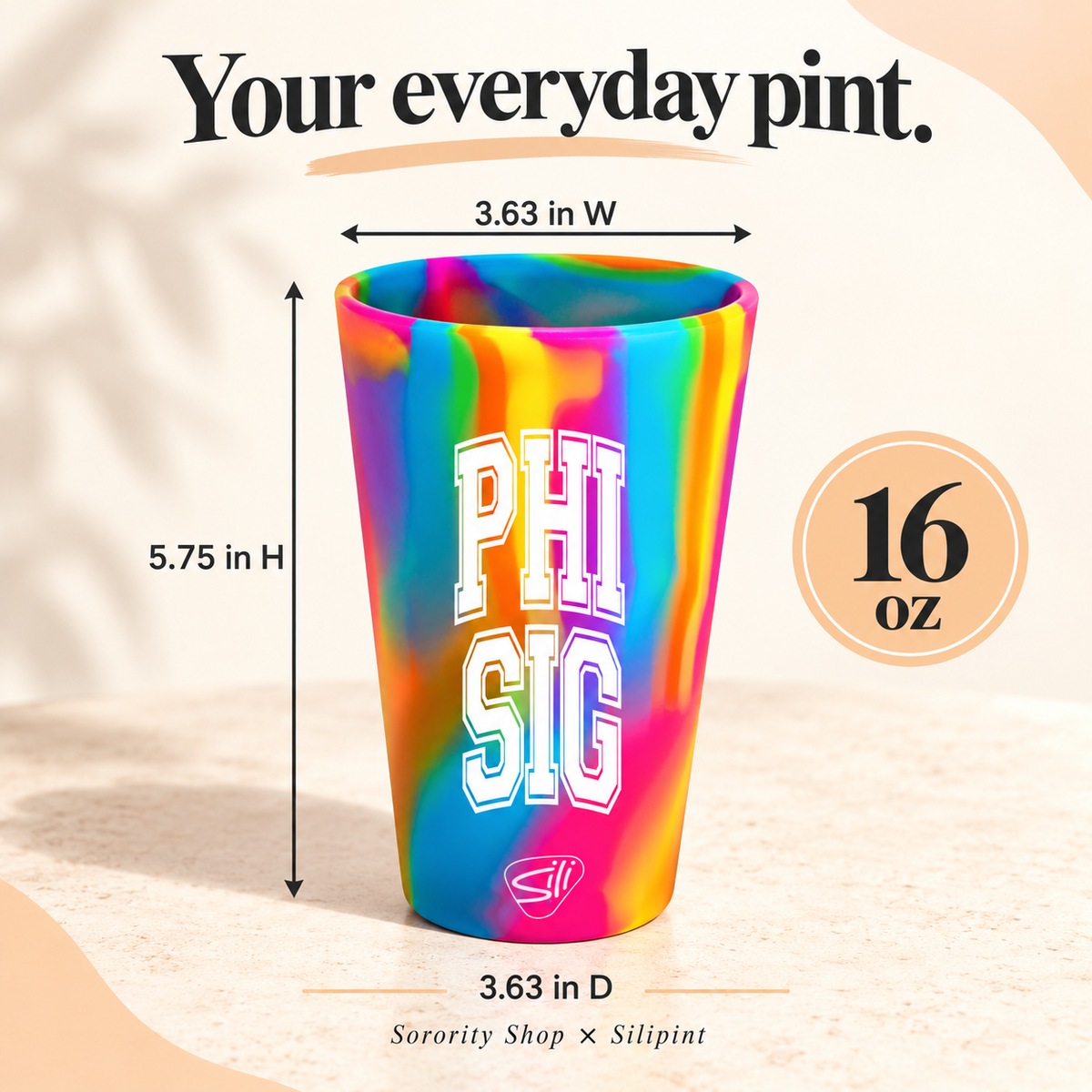 Sorority Shop x Silipint Phi Sigma Sigma 16oz Silicone Cup