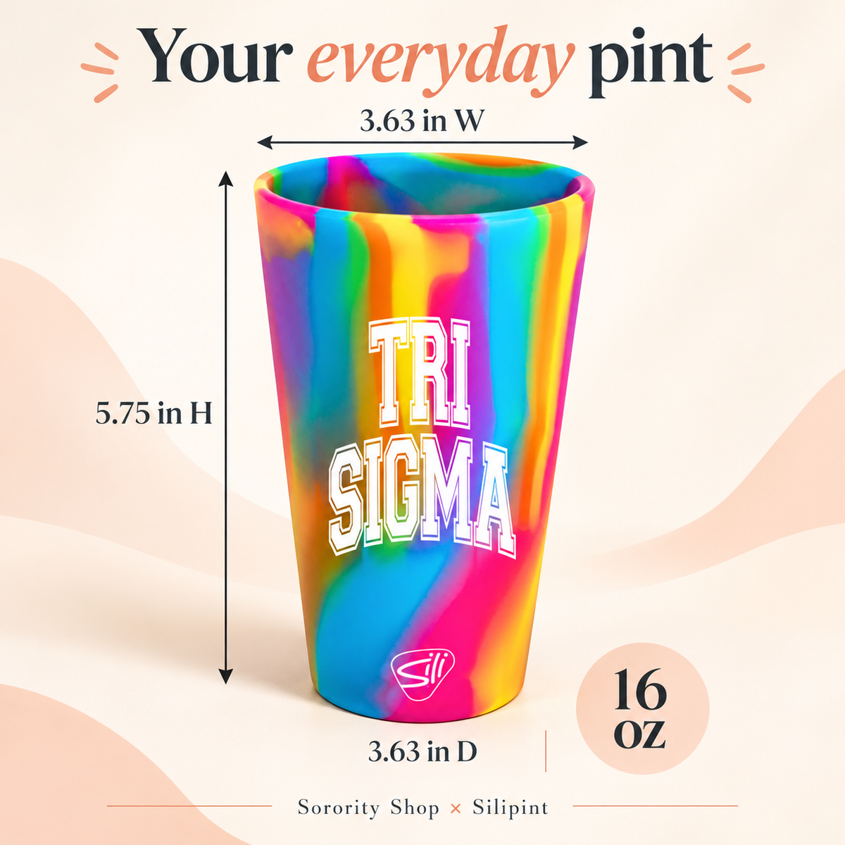 Sorority Shop x Silipint Sigma Sigma Sigma 16oz Silicone Cup