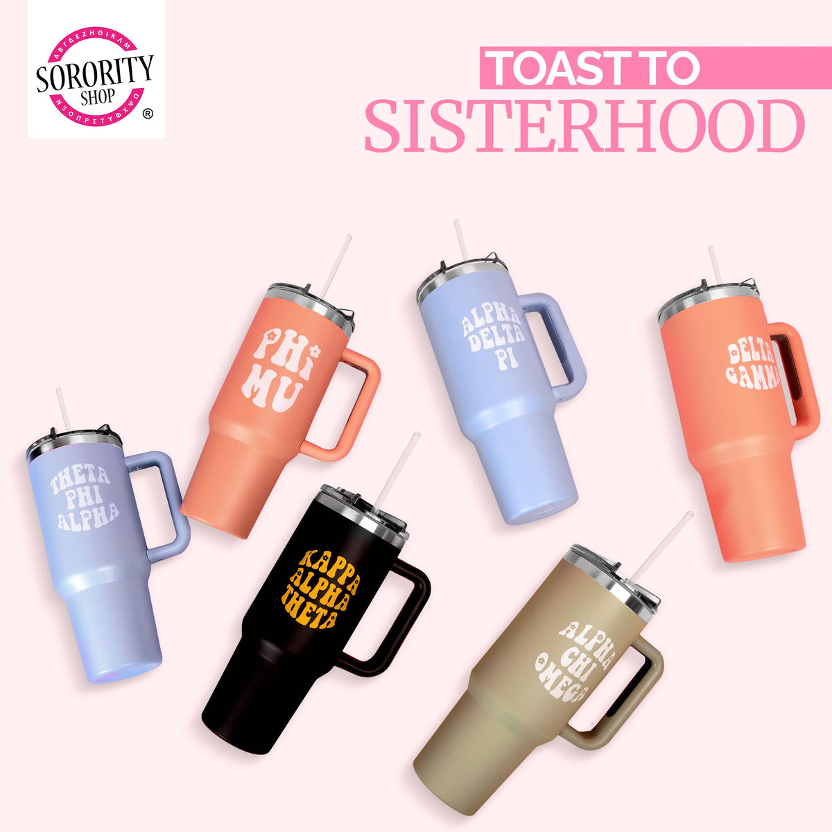 Sorority Shop Tumbler - 40oz Stainless Steel with Handle