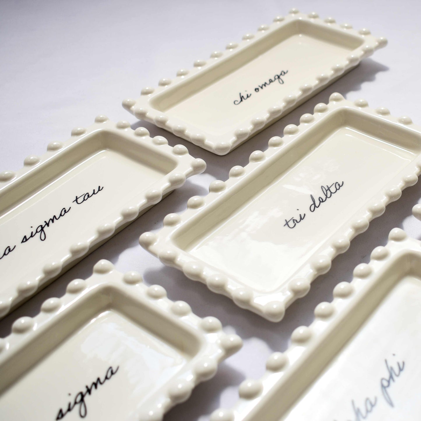Alpha Sigma Tau Jewelry Dish - Rectangular Cursive Script Sorority Name