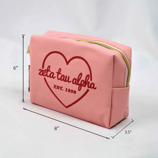 Theta Phi Alpha Pink w/Red Heart Makeup Bag