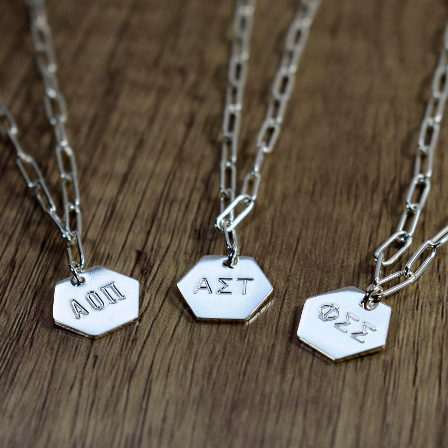 Gamma Phi Beta Necklace- Silver Paperclip Style with GPB Pendant