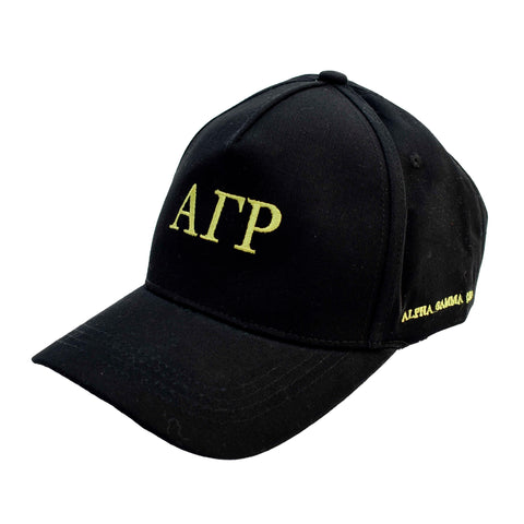 Alpha Gamma Rho Baseball Cap- Brushed Cotton 5-Panel Black Hat