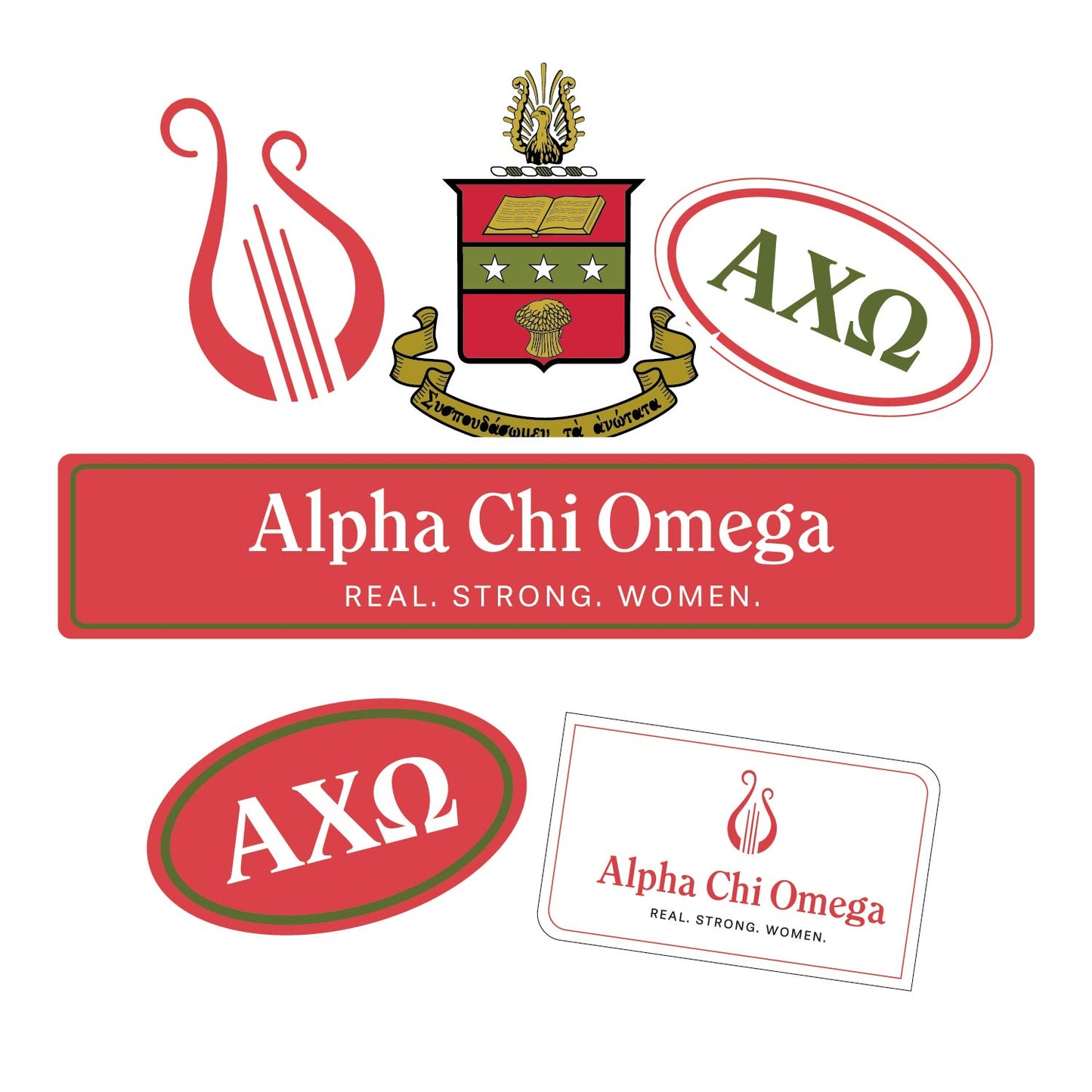 Alpha Chi Omega Sorority Brand Focus Sticker Sheet