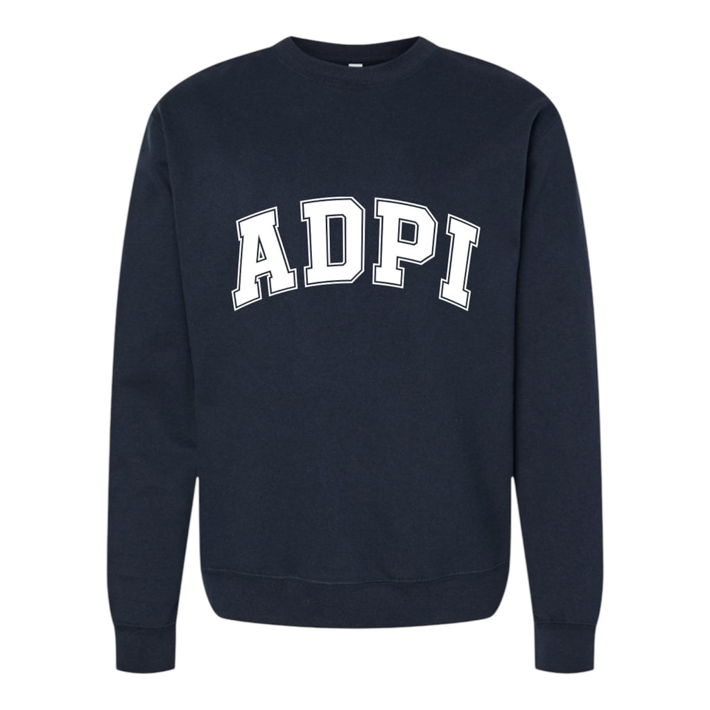 Alpha Delta Pi Sweatshirt- Crewneck Varsity Letters Design