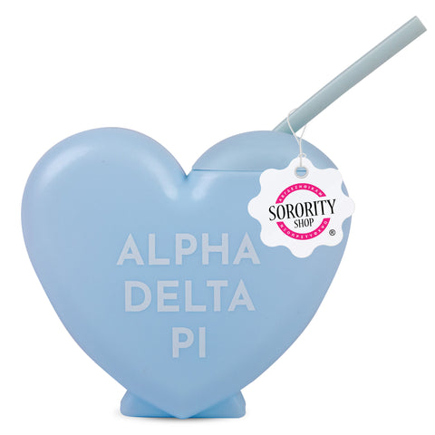 Alpha Delta Pi Tumbler- Candy Heart Shaped