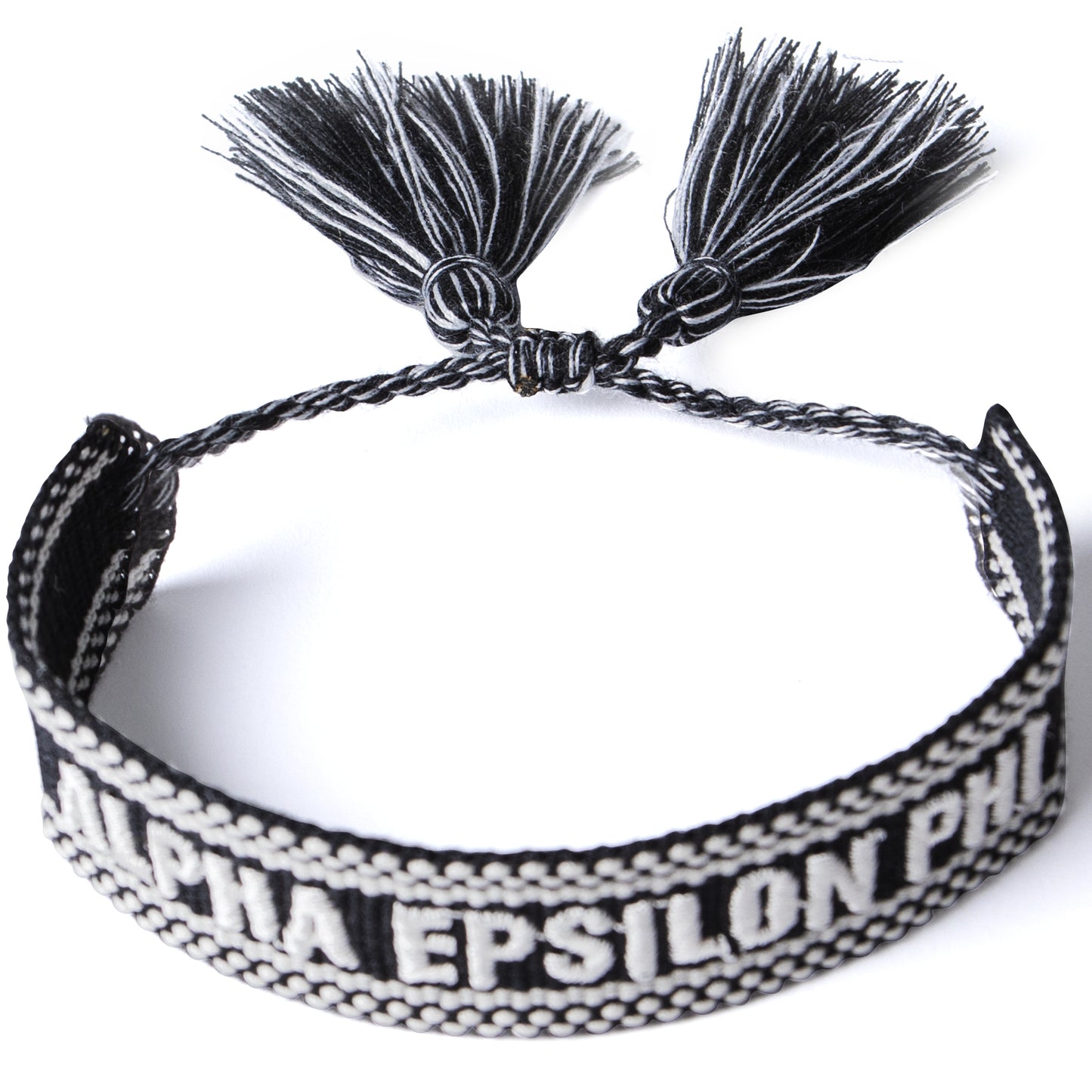 Alpha Epsilon Phi Woven Bracelet, Black and White Design
