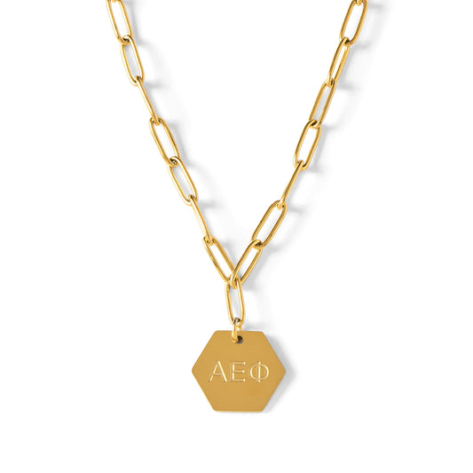 Alpha Epsilon Phi Paperclip Necklace with AEP Sorority Pendant