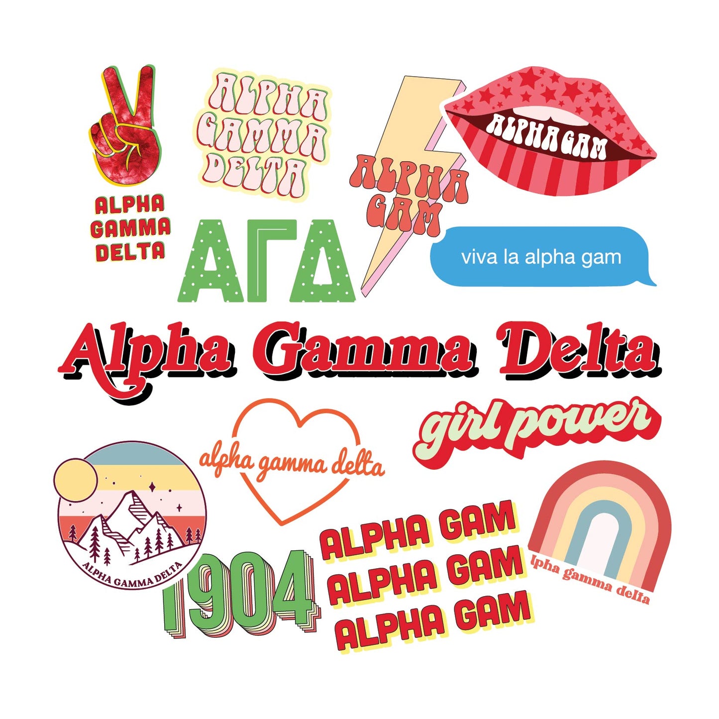 Alpha Gamma Delta Girl Power Sticker Sheet