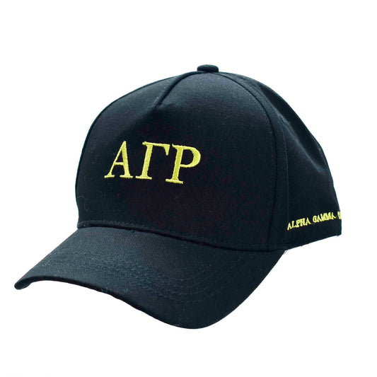 Alpha Gamma Rho Baseball Cap- Brushed Cotton 5-Panel Black Hat