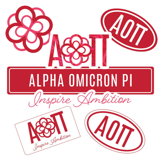 Alpha Omicron Pi Sorority Sticker Sheet- Brand Focus