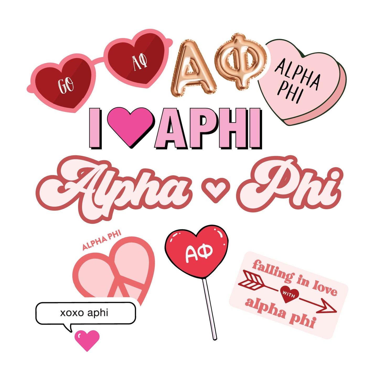 Alpha Phi- Sticker Sheet- Love Theme