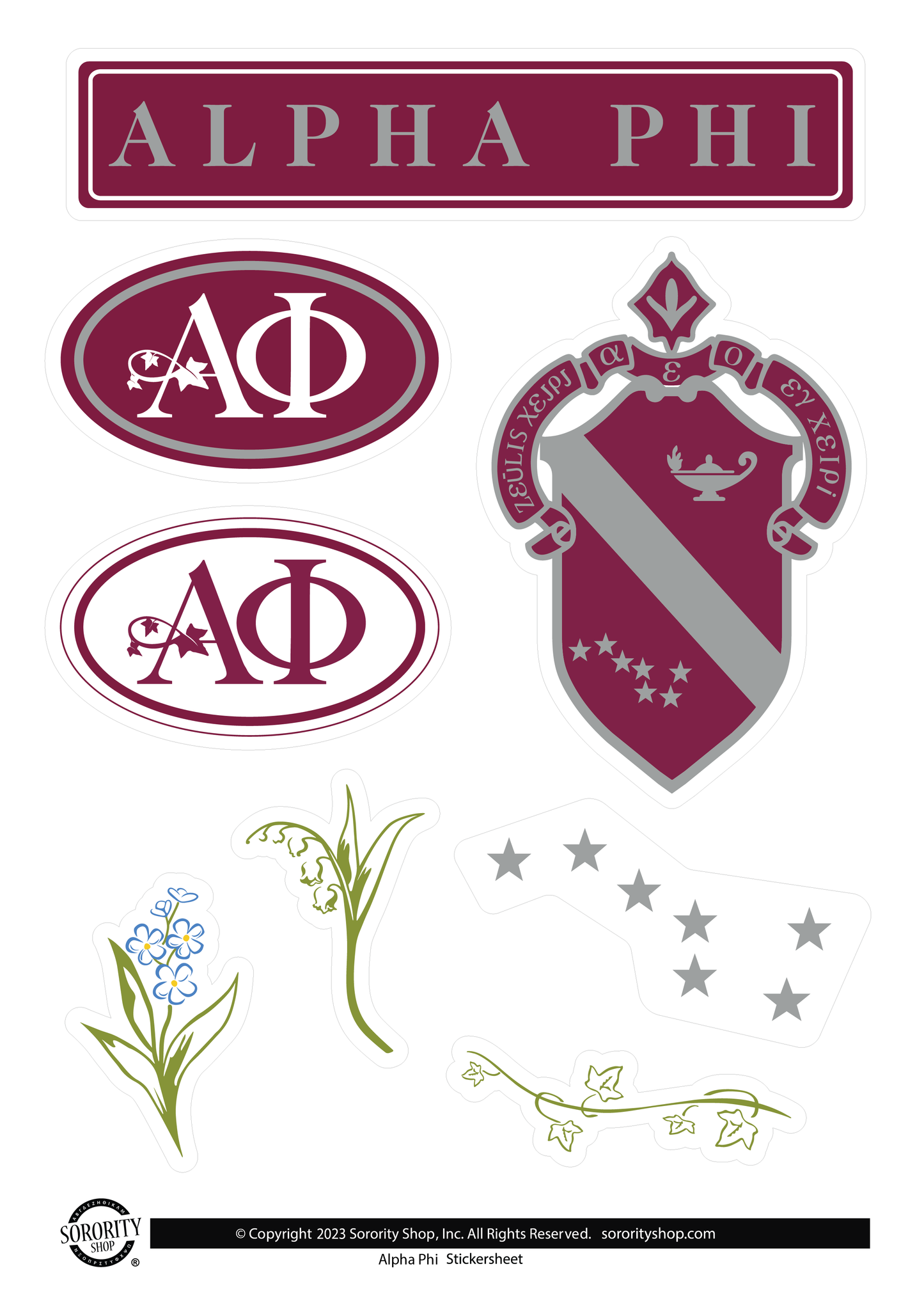 Alpha Phi Sorority Sticker Sheet- Brand Focus