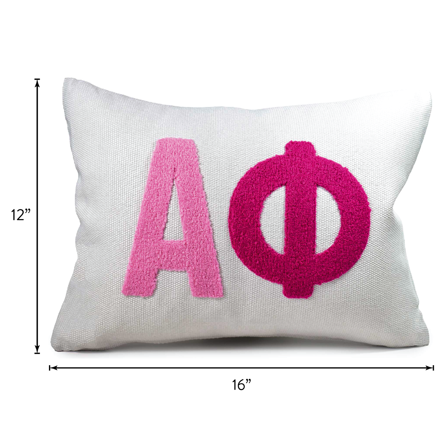 Alpha Phi Pillow – Embroidered Plush Greek Letters Design