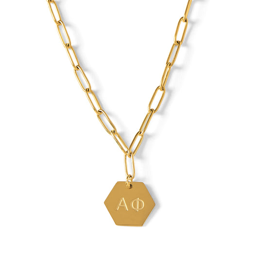 Alpha Phi Paperclip Necklace with AP Sorority Pendant
