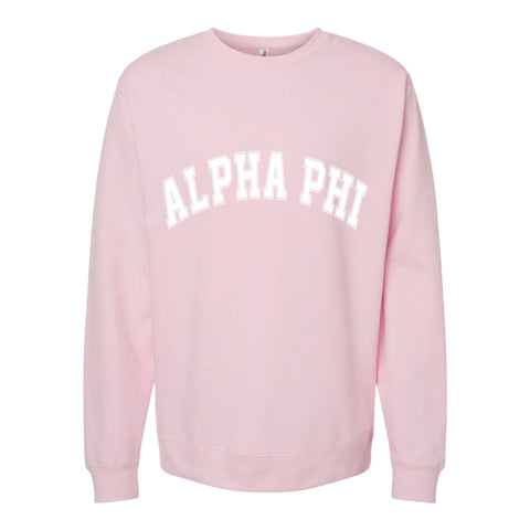 Alpha Phi Sweatshirt- Crewneck Varsity Letters Design