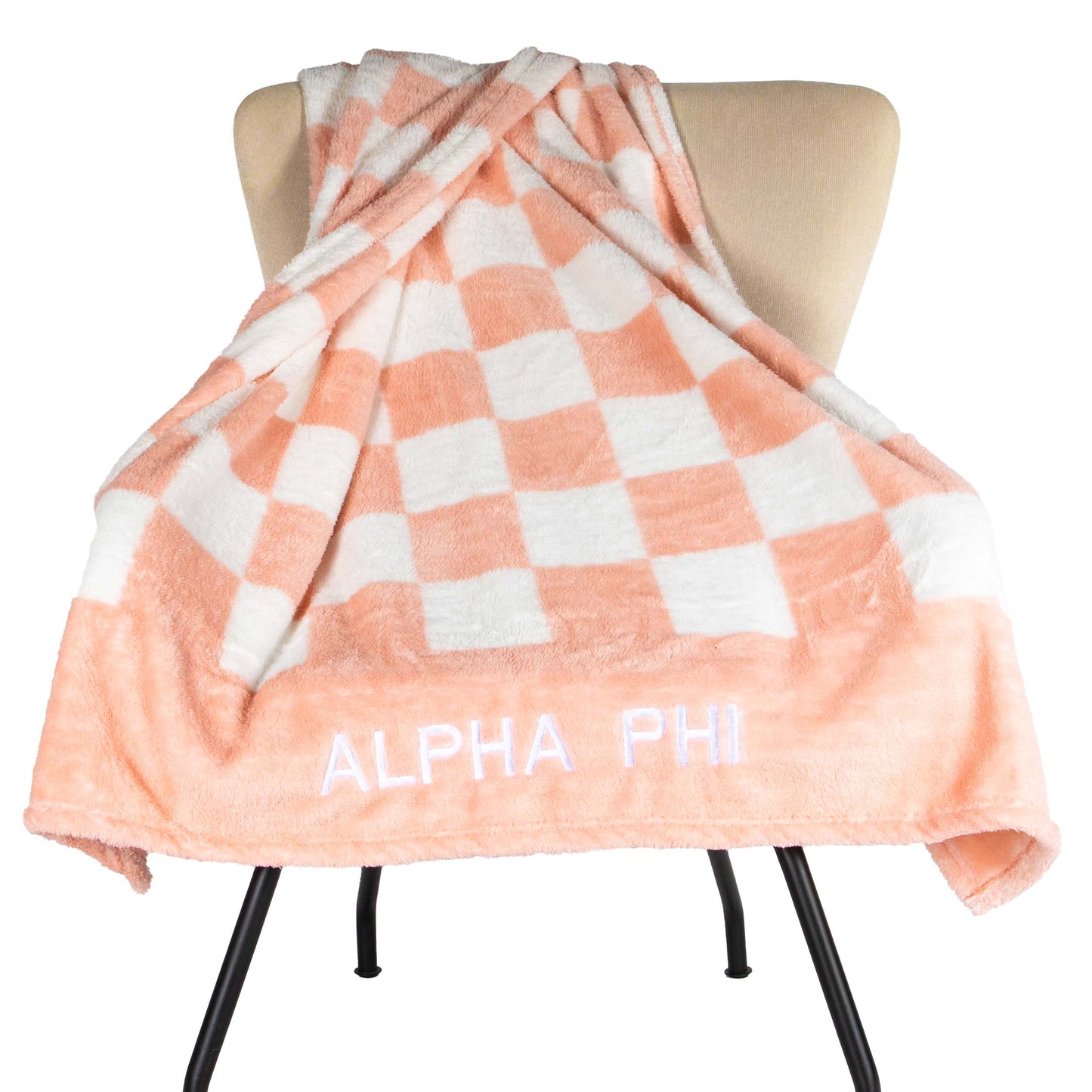 Alpha Phi Blanket - Thick Checkered alphaphi Sherpa Blanket