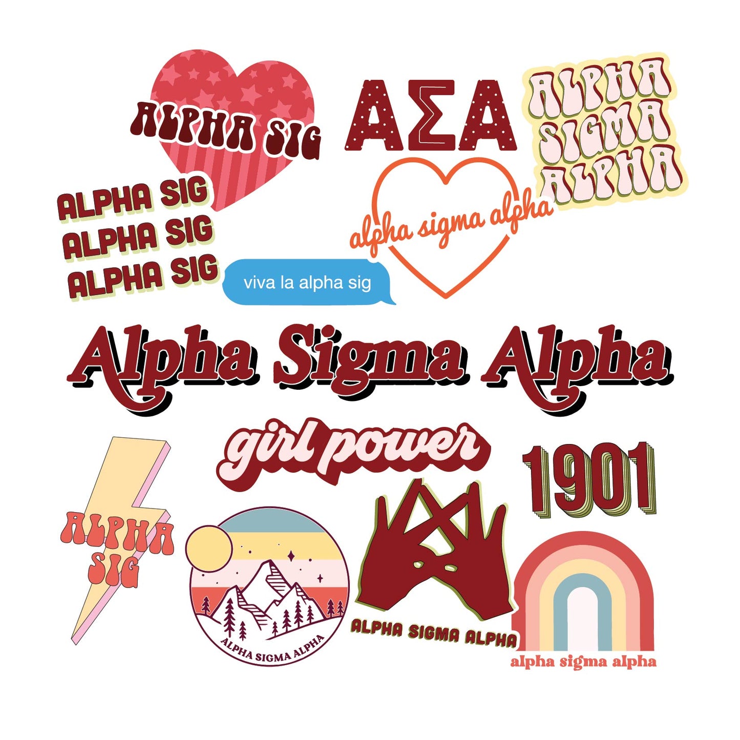 Alpha Sigma Alpha Girl Power Sticker Sheet