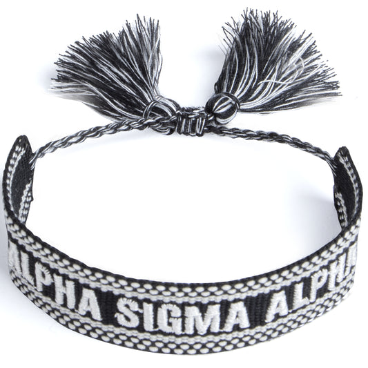 Alpha Sigma Alpha Woven Bracelet, Black and White Design