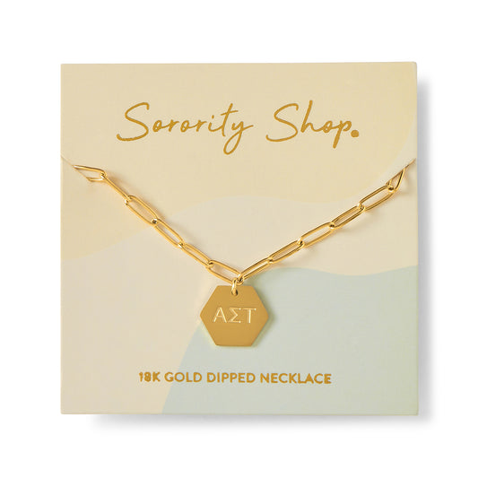 Alpha Sigma Tau Paperclip Necklace with AST Sorority Pendant