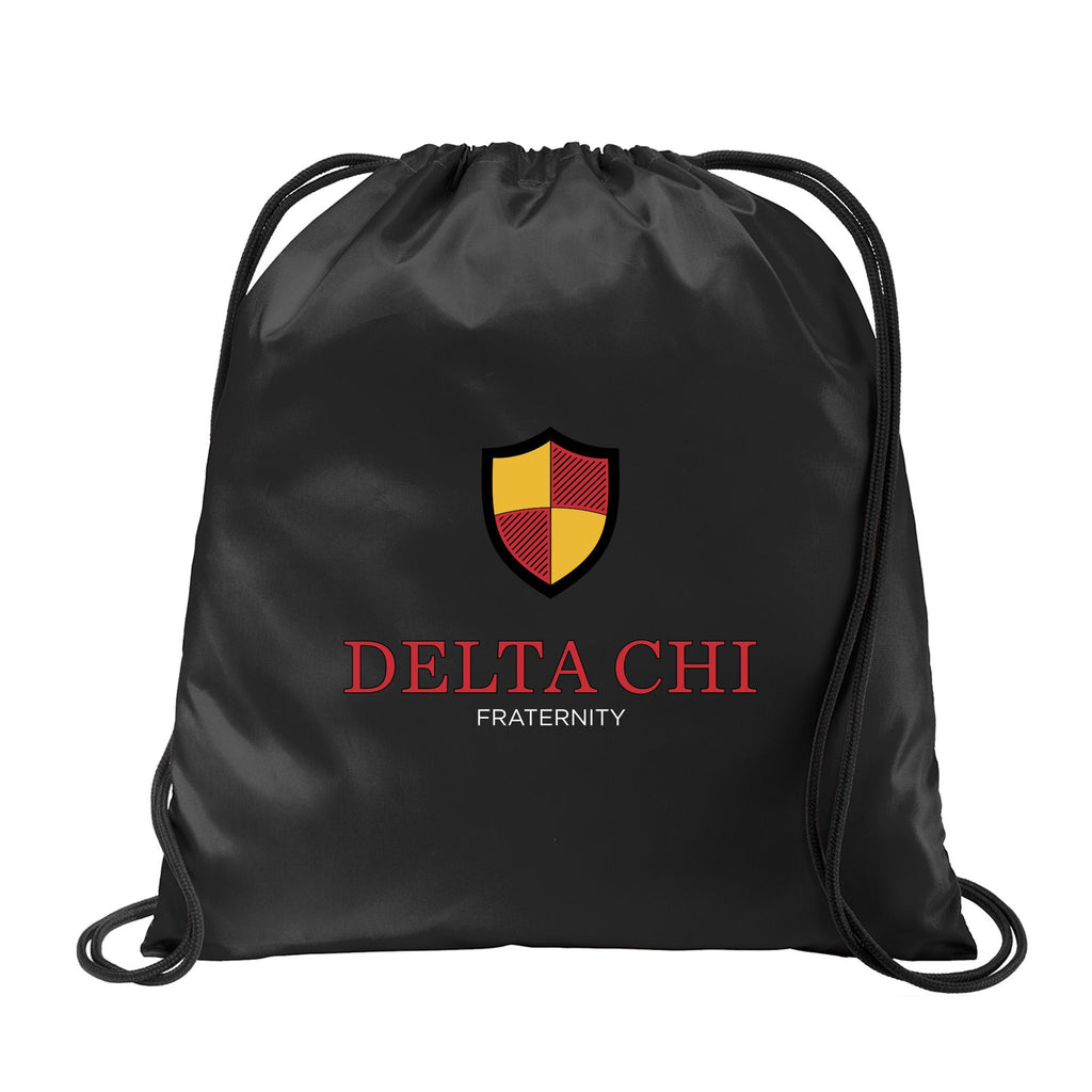 Delta Chi Fraternity Drawstring Backpack, Black