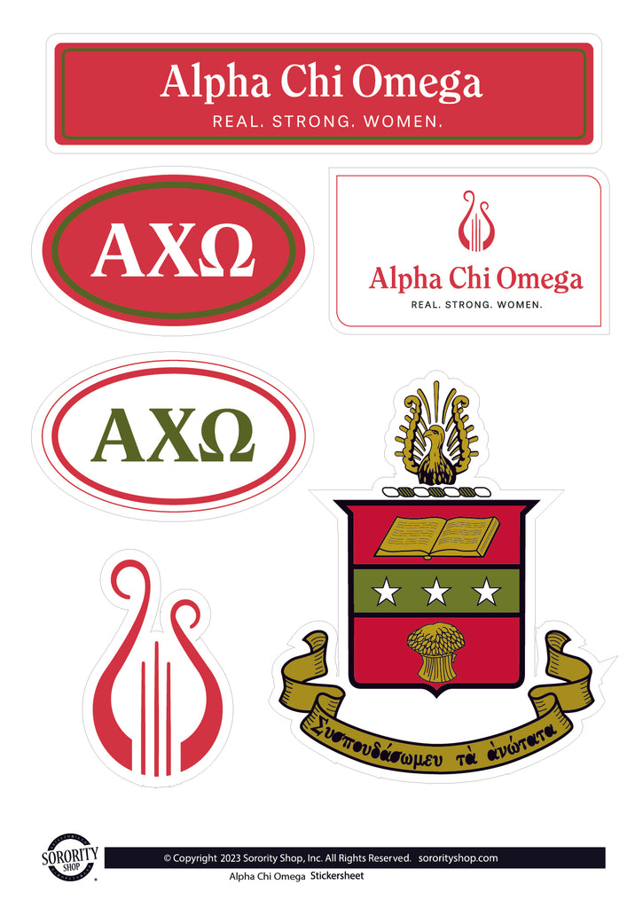 Alpha Chi Omega Sorority Sticker Sheet- Brand Focus