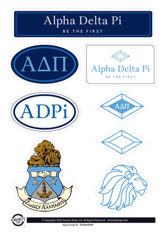 Alpha Delta Pi Sorority Sticker Sheet- Brand Focus