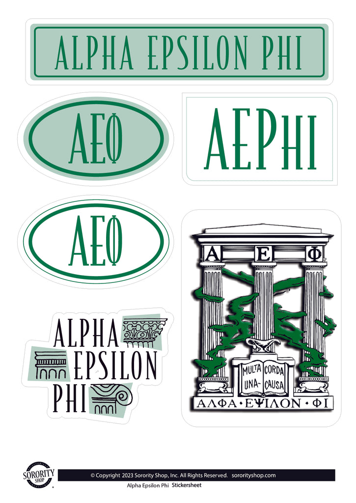 Alpha Epsilon Phi Sorority Sticker Sheet- Brand Focus